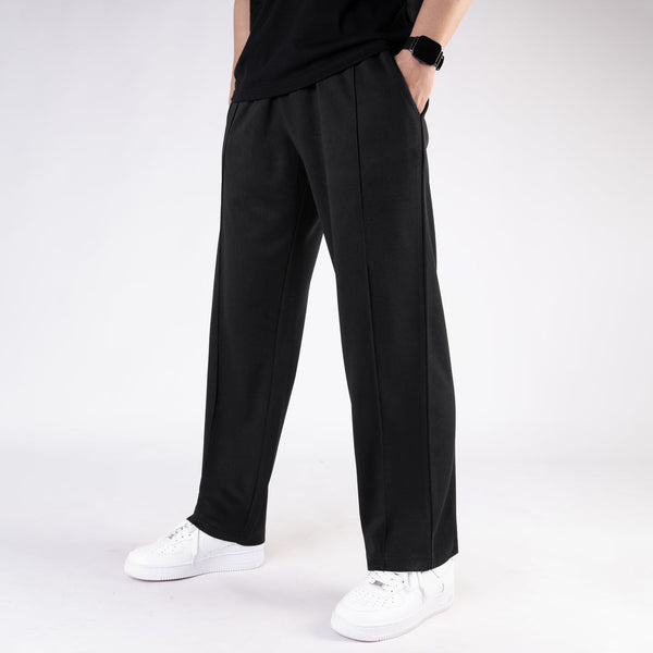 Black loose fit front stitch trouser