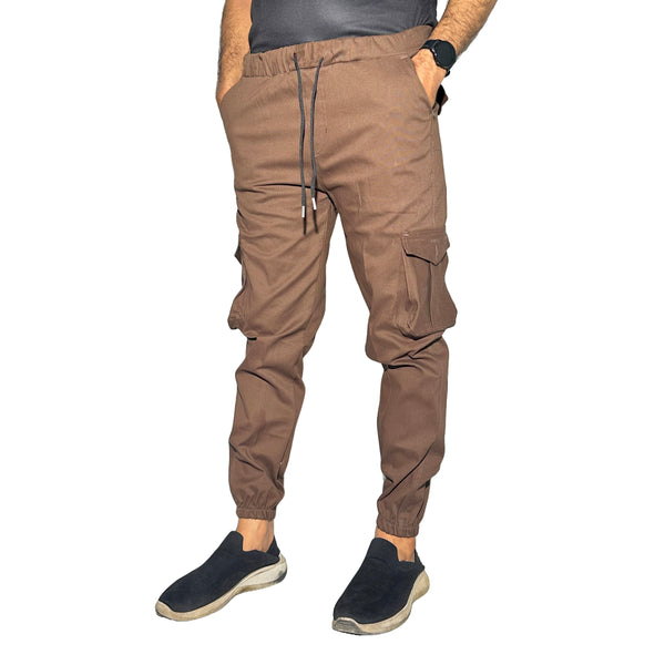 Men's Brown Cargo Jogger Pants