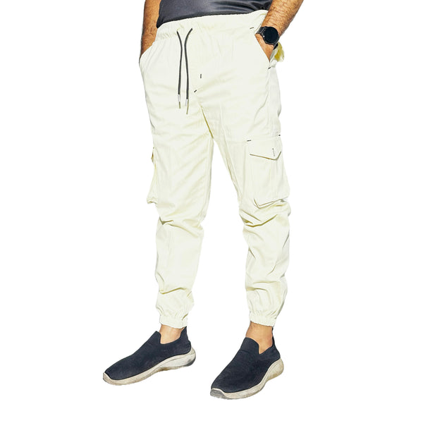 Men's Beige Cargo Jogger Pants