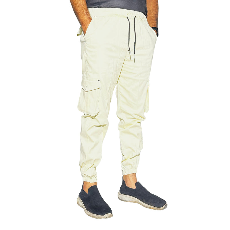 Men's Beige Cargo Jogger Pants