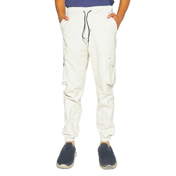 Men's   White Cargo Jogger Pants