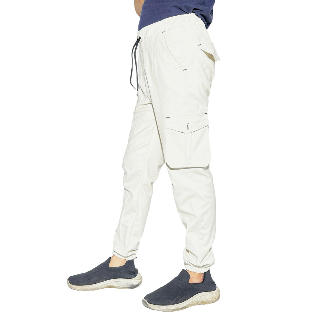Men's   White Cargo Jogger Pants