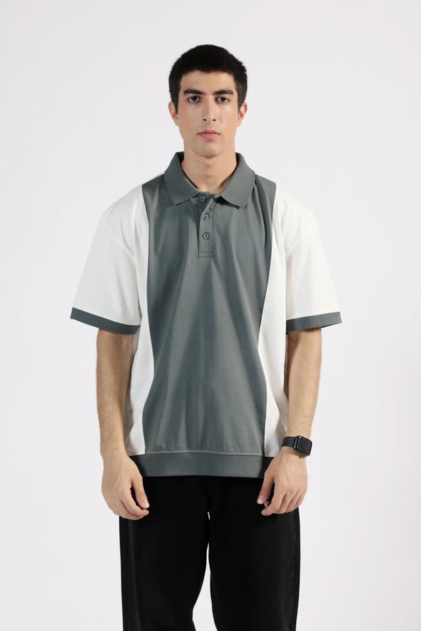 BAGGY FIT COLORBLOCK POLO GREEN