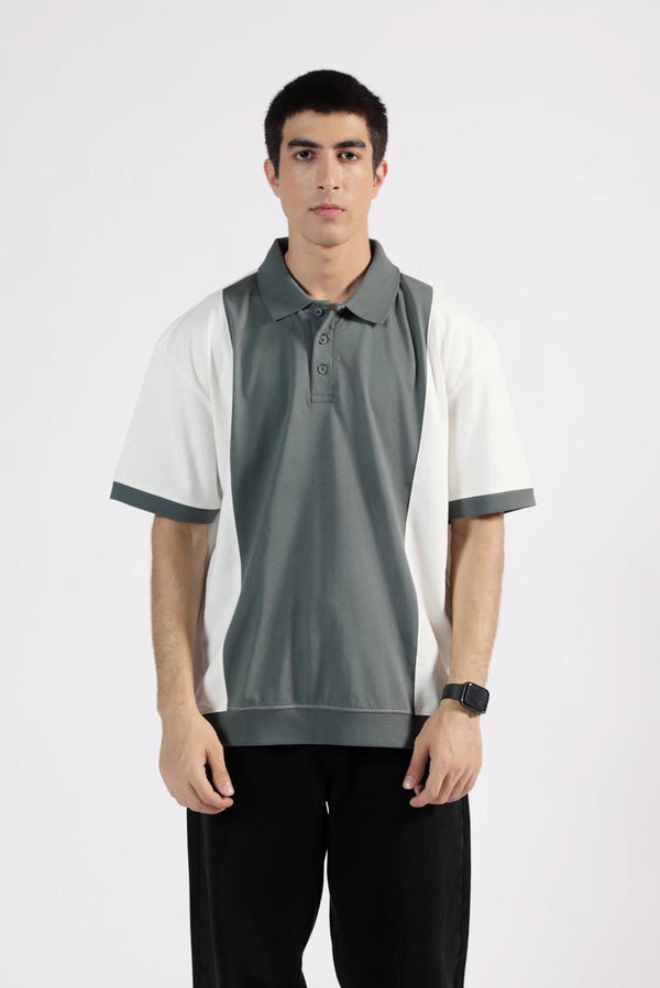 BAGGY FIT COLORBLOCK POLO GREEN