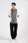 BAGGY FIT COLORBLOCK POLO GREEN