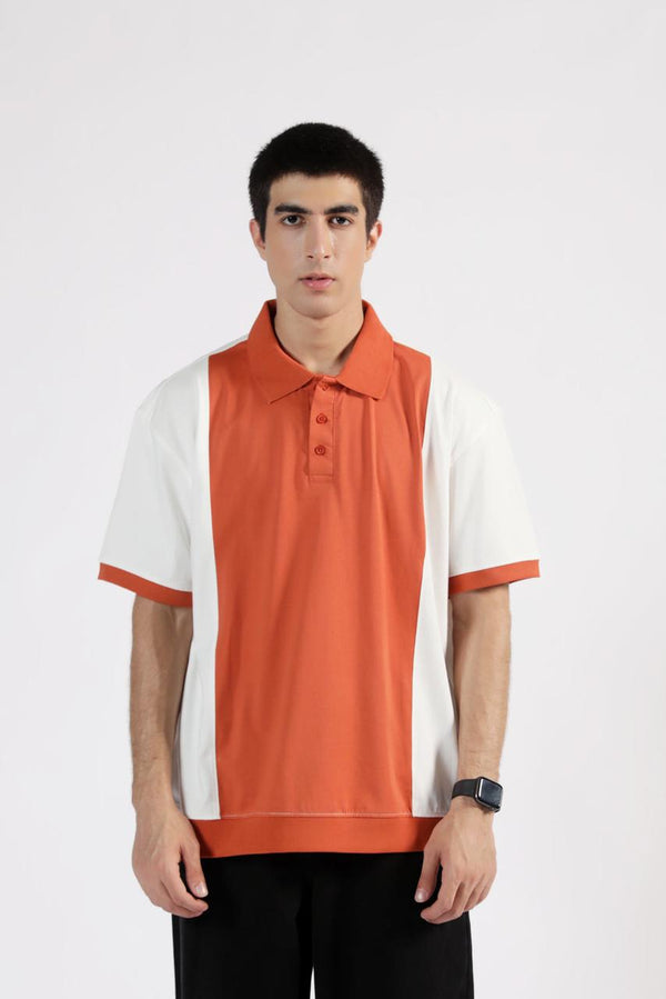 BAGGY FIT COLORBLOCK POLO Orange