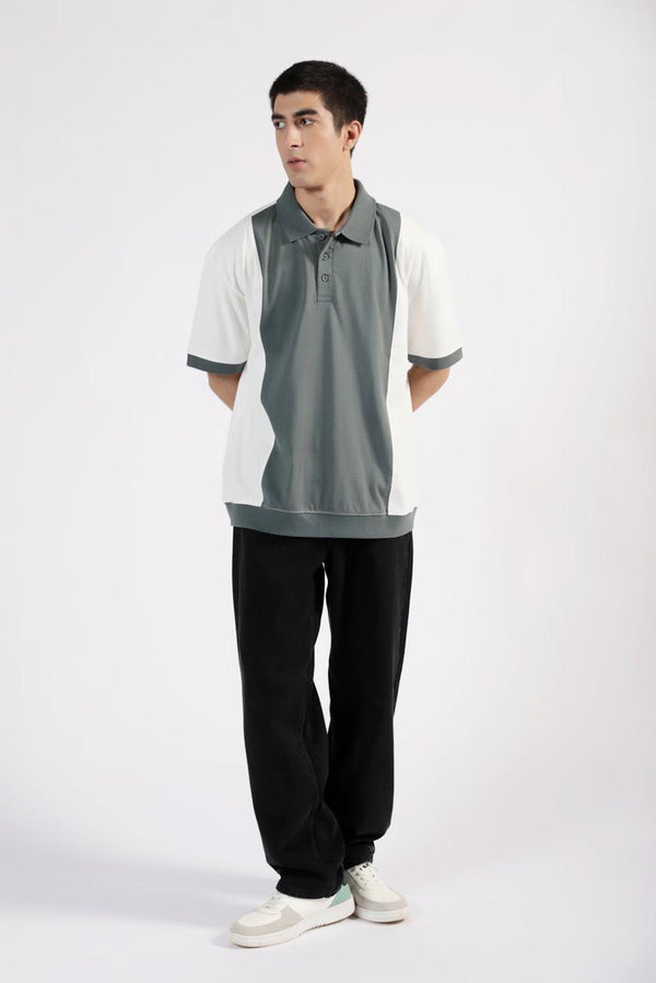 BAGGY FIT COLORBLOCK POLO GREEN