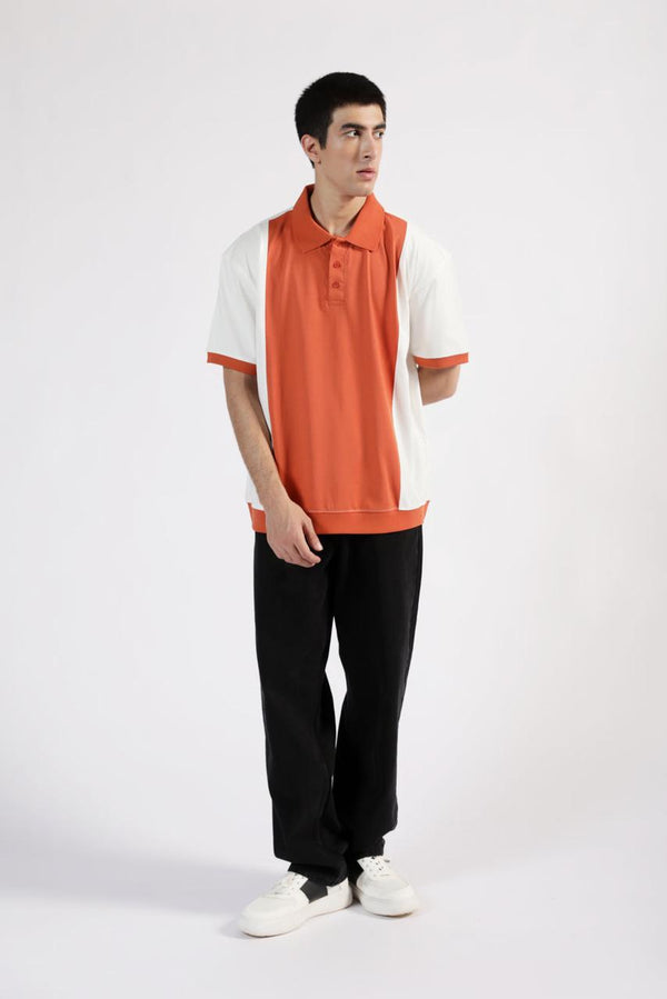 BAGGY FIT COLORBLOCK POLO Orange