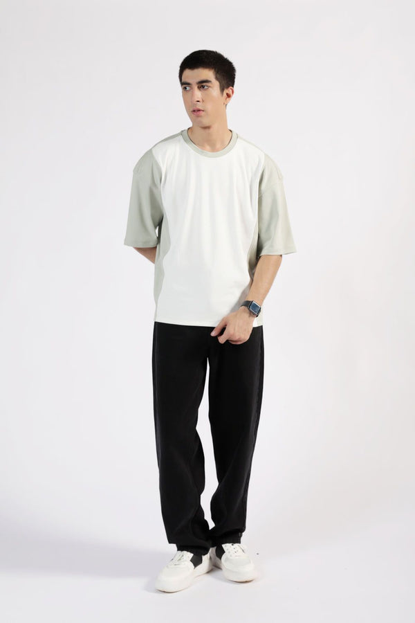BOXY FIT COLORBLOCK TEE LIGHT GRAY