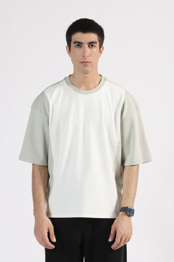 BOXY FIT COLORBLOCK TEE LIGHT GRAY
