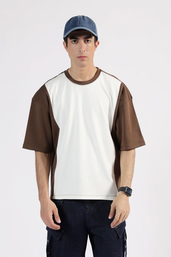 BOXY FIT COLORBLOCK TEE Brown