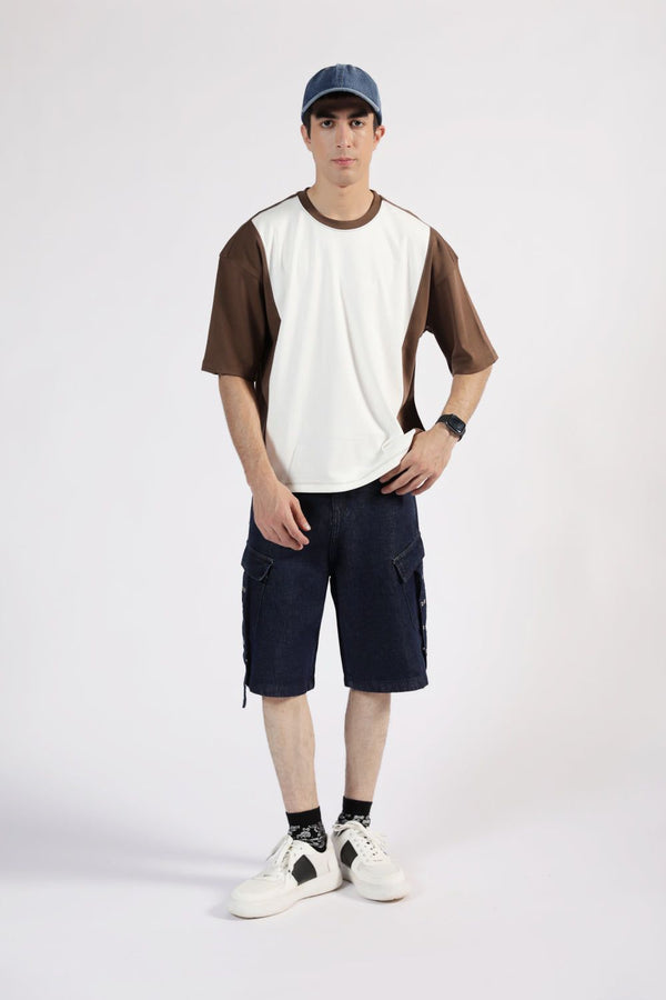 BOXY FIT COLORBLOCK TEE Brown
