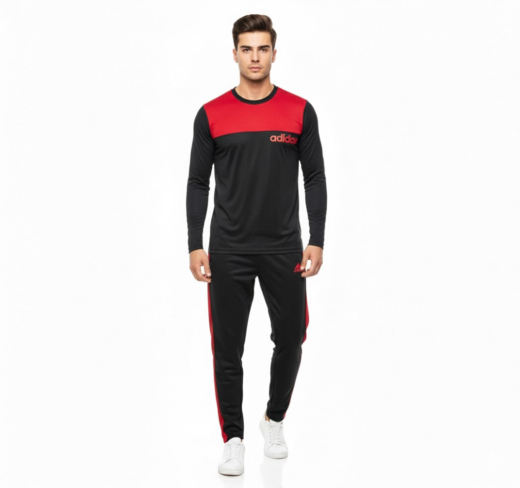 Adidas Black & Red Men's Tracksuit – Stylish Sportswear Set
