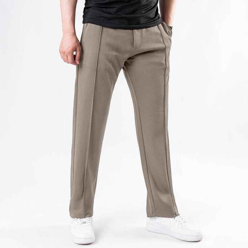 light khaki loose fit front stitch trouser