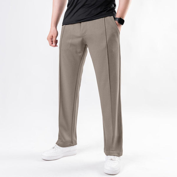 light khaki loose fit front stitch trouser