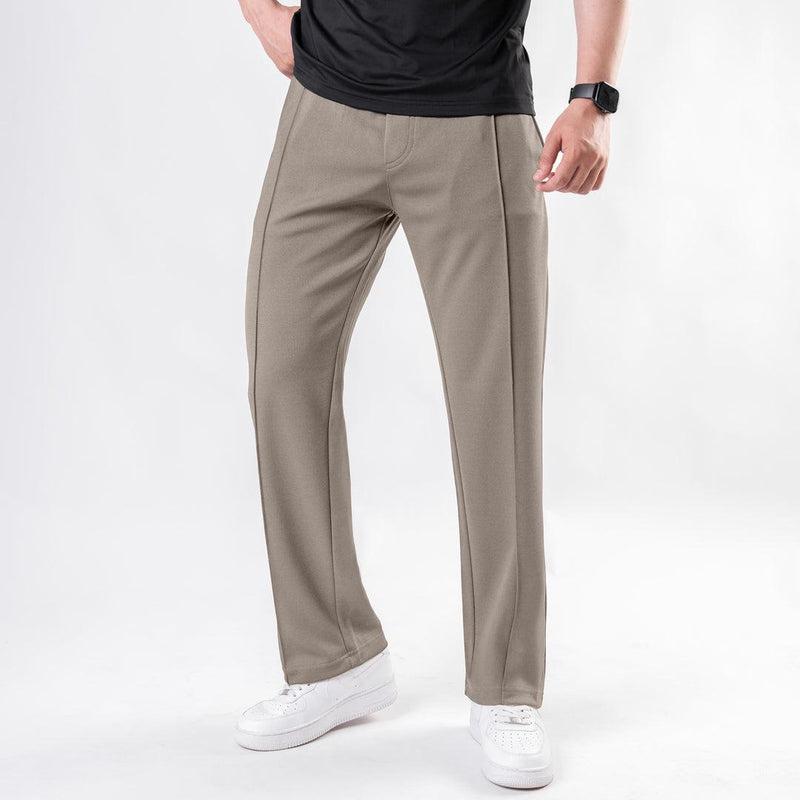 light khaki loose fit front stitch trouser